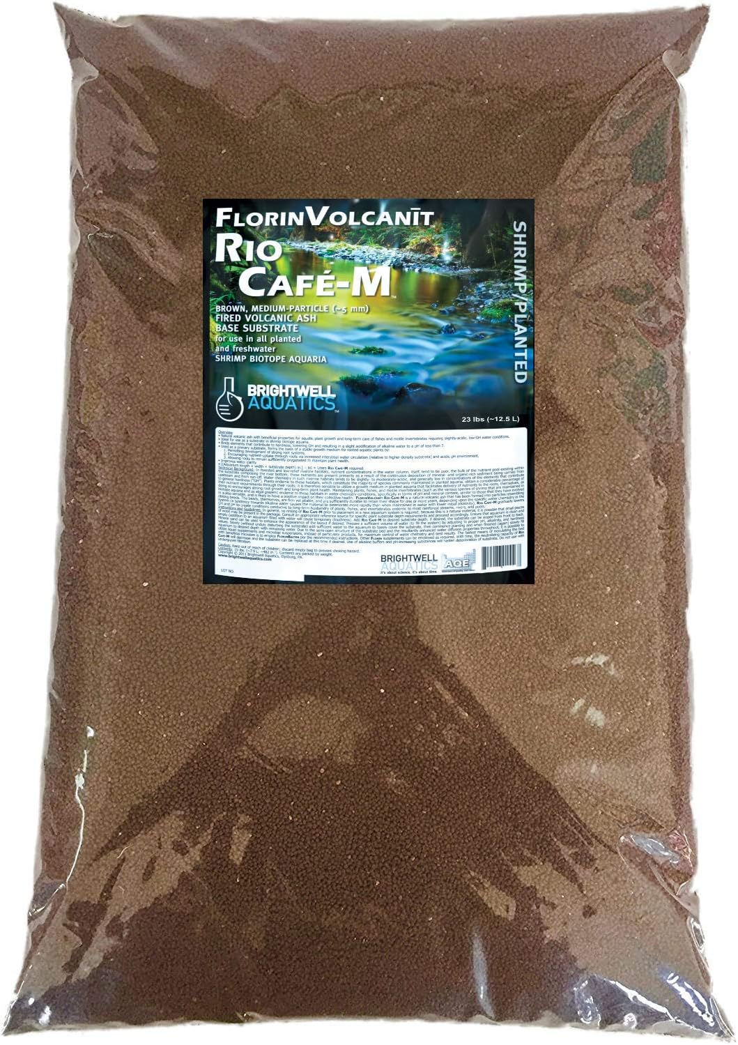 Brightwell Aquatics FlorinVolcanit Rio Cafe M - Brown Medium Sized Aquarium Substrate, 23 lb