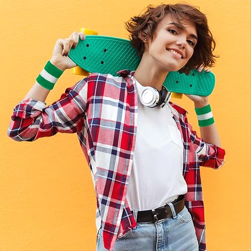 Miniatura 5 de NVAAV 3 Pcs Striped Sweatbands Set - 1 Striped Headband and 2 Pcs Wristbands - Terry Cloth Sweatbands for Men and Women - Ideal for Gym