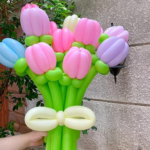 Miniatura 118 de Paquete de 260 globos largos, 100 globos negros de animales torcidos, globos mágicos largos de látex grueso para modelos de animales, Halloween