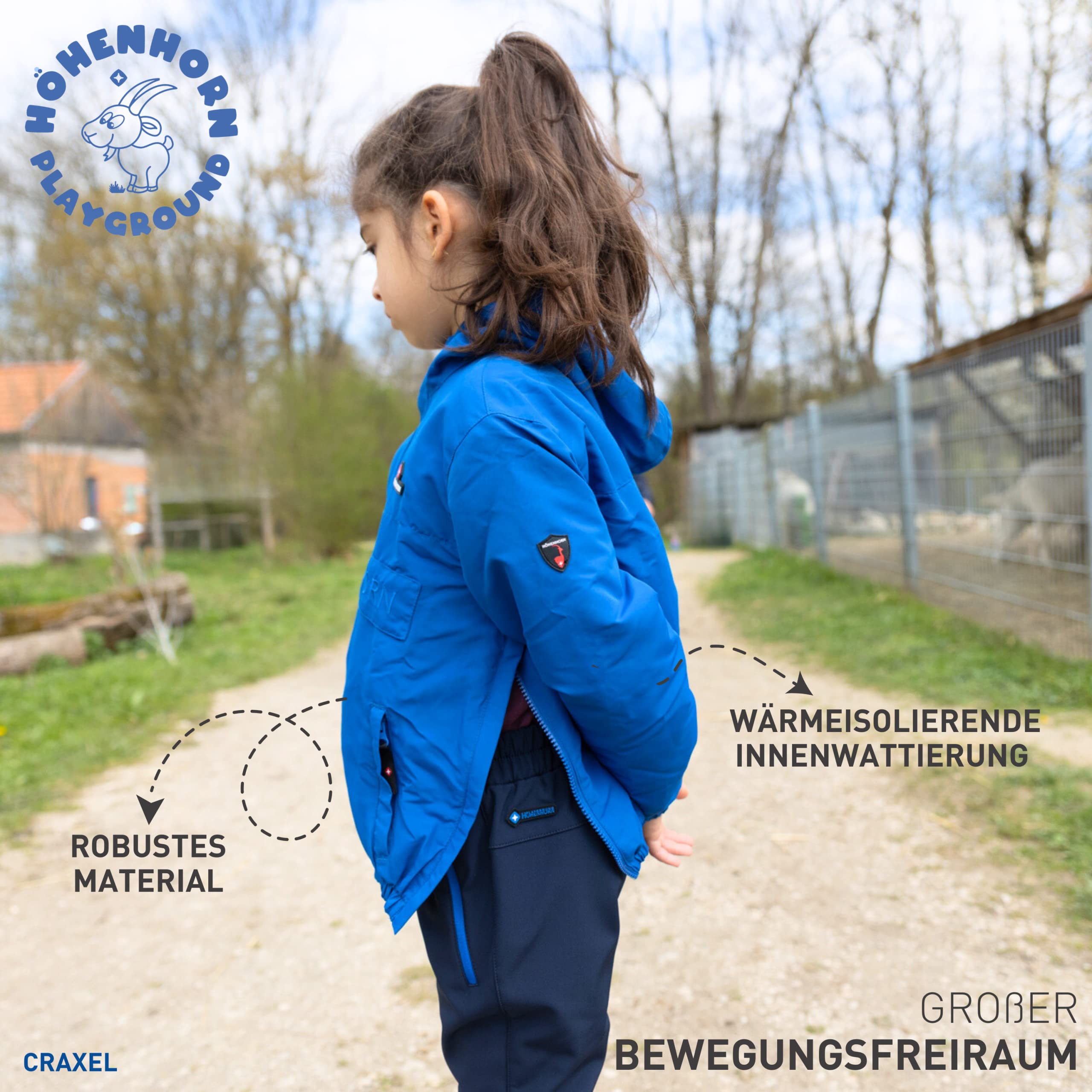 Höhenhorn Craxel Kinder Jungen Mädchen Jacke Windbreaker Gefüttert mit Brusttasche