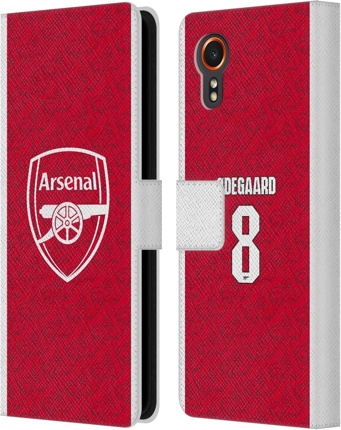 Head Case Designs Officially Licensed Arsenal FC Martin Ødegaard 2025/26 Players Home Kit Leather Wallet Case Compatible with Samsung Galaxy Xcover7 5G