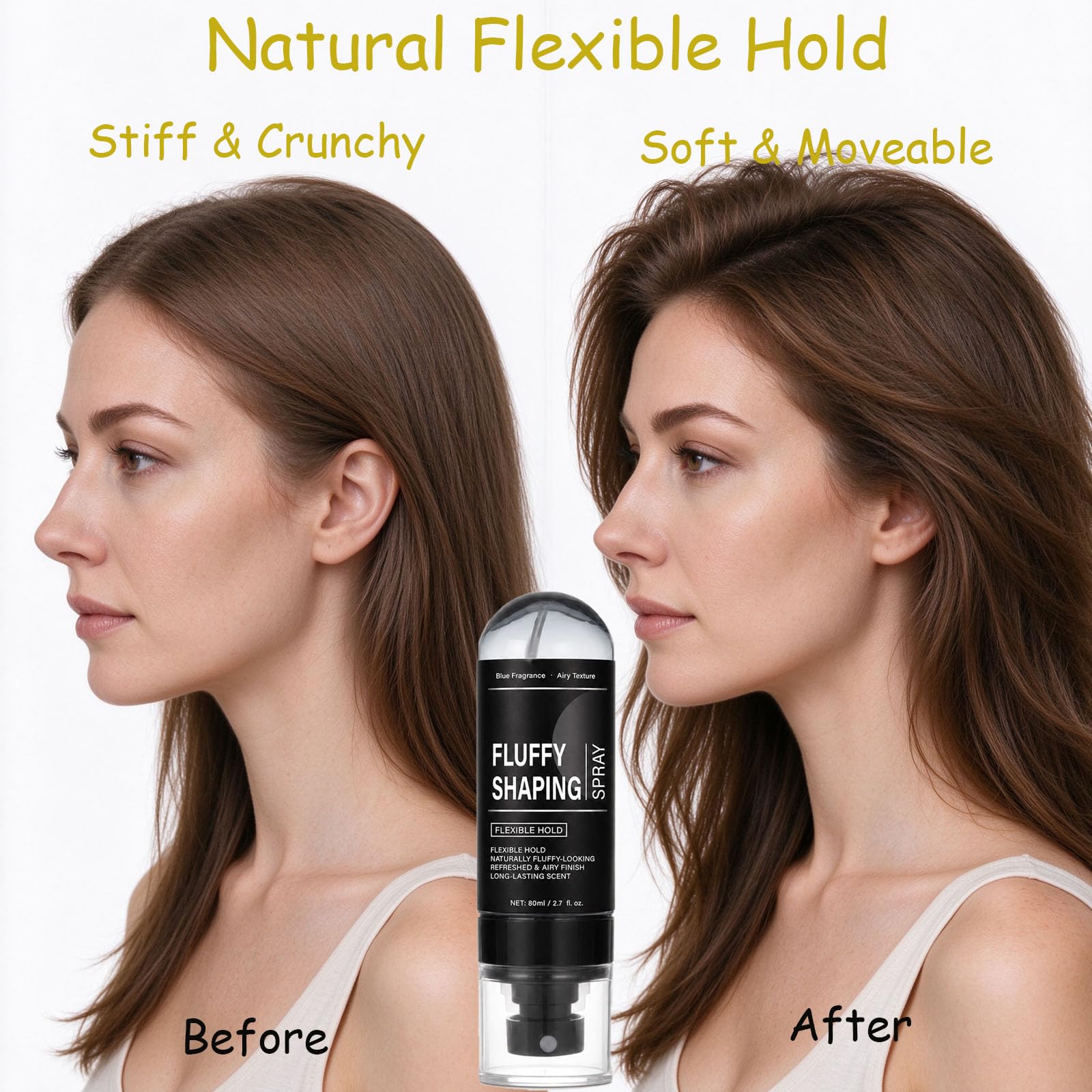 Soffice Spray Modellante per Capelli, Spray Regolante Volumizzante per Capelli Fini, Texture Rimbalzante Leggera Profumata di Pesca, Sollevamento Istantaneo delle Radici e Tenuta Flessibile di (8PCS)