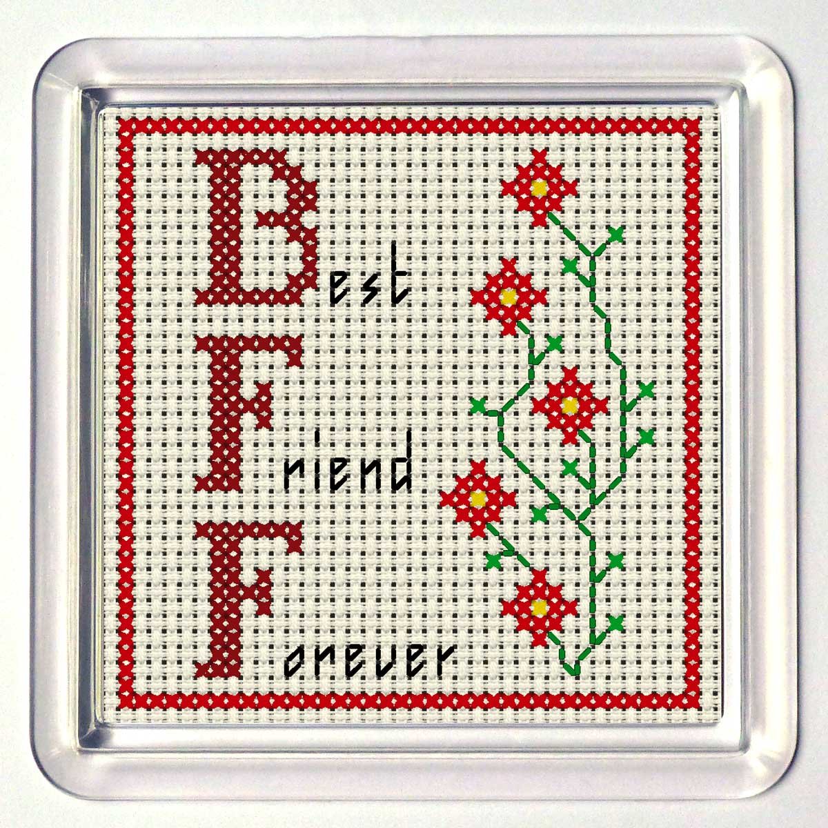 Cross stitch Coaster Kit 'Best Friends Forever'