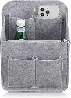 Annekor バッグインバッグ リュック 【軽量140g 底板付】 フェルト 柔らか素材 リュックインバッグ バックインバック インナーバッグ 軽量 ポーチ レディース メンズ インナーポーチ A4 B5 小さめ [アンコール] (ペールグレー)