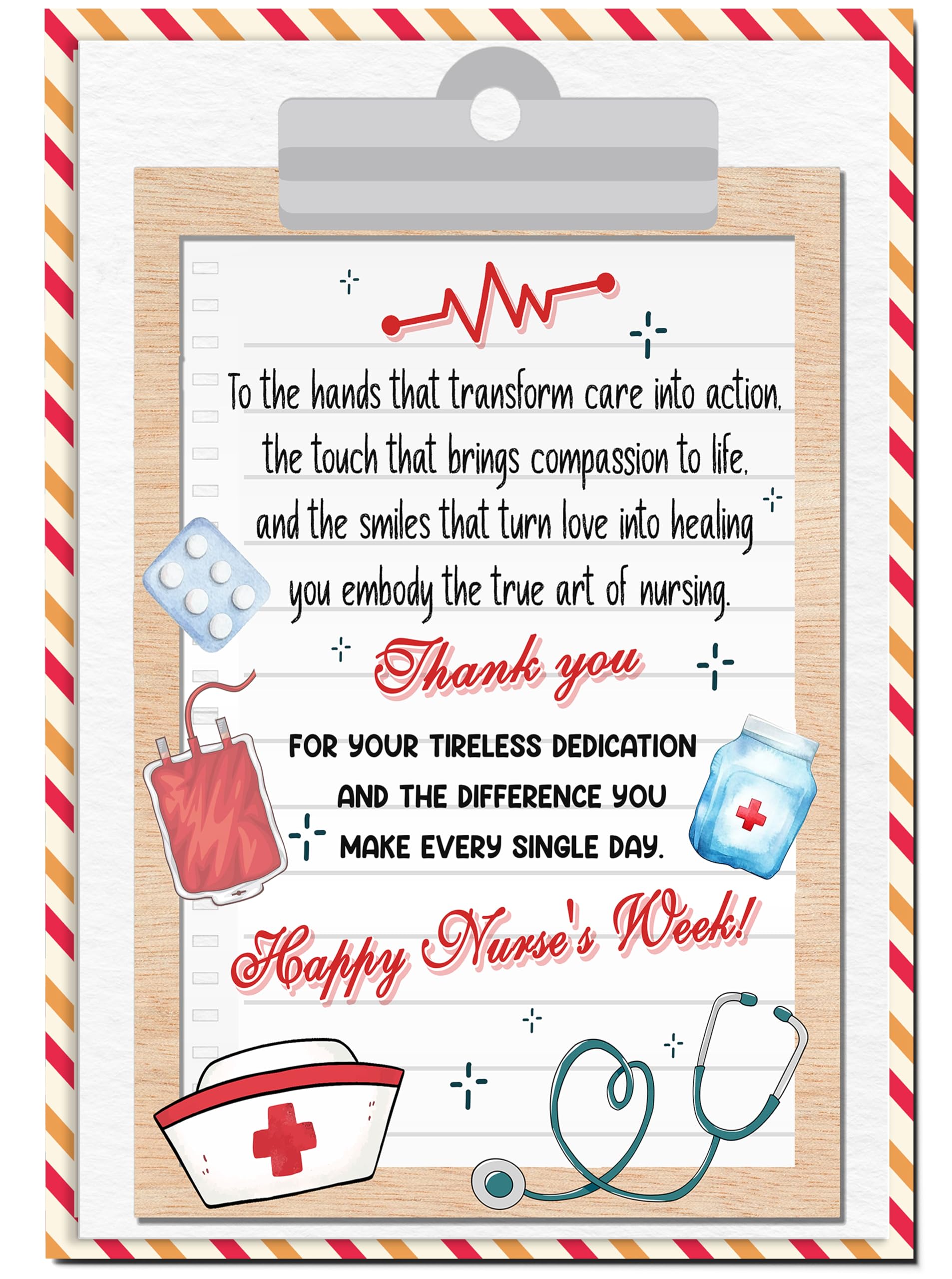 BlinkWishes Premium Nurses Week Card, Thank You Gift for Healthcare Heroes, 5x7 Inches Greeting Card, Blank Inside, Appreciation Greeting Card for