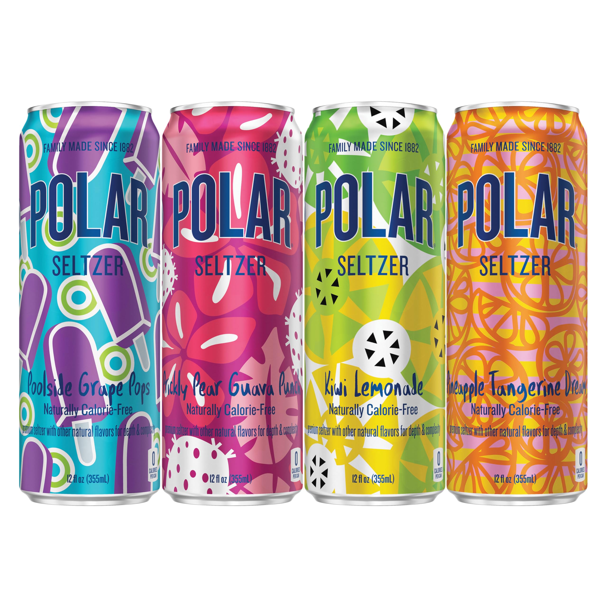 Polar Seltzer Limited Edition Sparkling Water, Summer Variety Pack, 12 fl oz cans, 12 pack