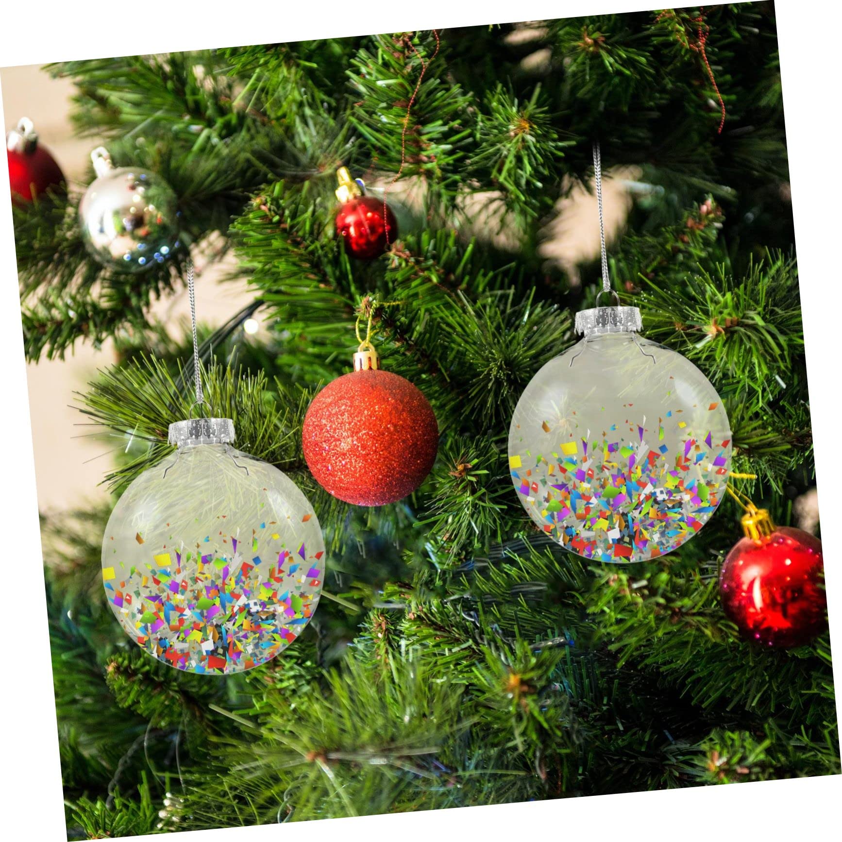 6piezas Transparentes Rellenables para Decoración Navideña Adornos Colgantes para Árbol De Navidad De Personalizables