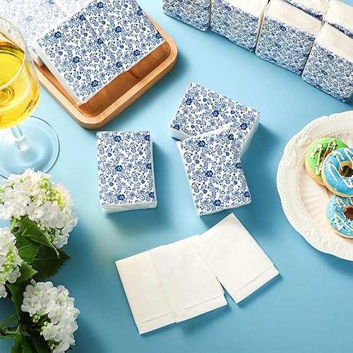 Miniatura 2 de Zonon Paquete de 100 pañuelos de bolsillo florales de 3 capas, mini pañuelos faciales de viaje, papel a granel, pañuelos individuales para bodas,