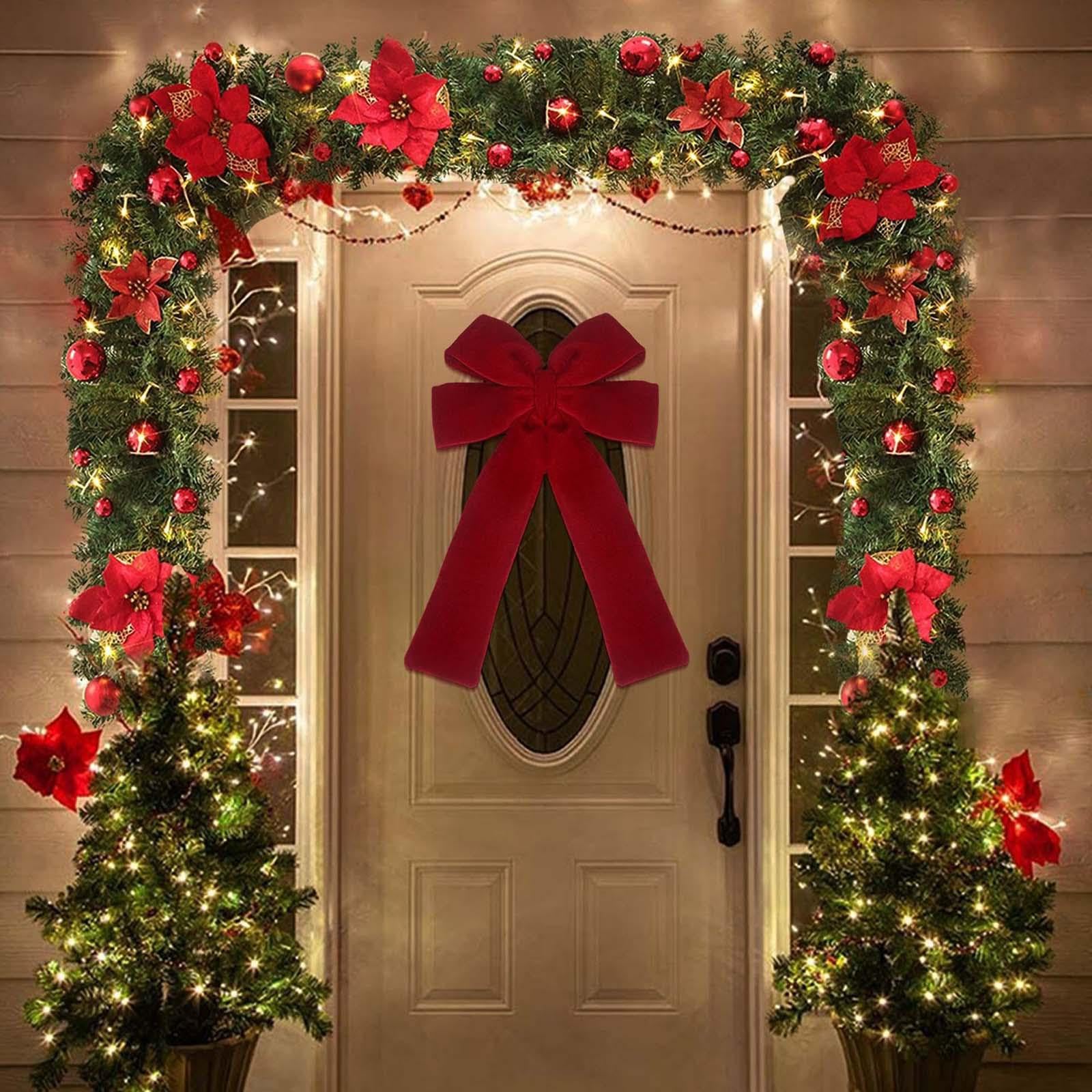 Fiocco Per Cima Albero Di Natale - Velluto Rosso 177.8x39.9 Cm, Decorazione Elegante Per Feste, Matrimoni, Casa, Auto