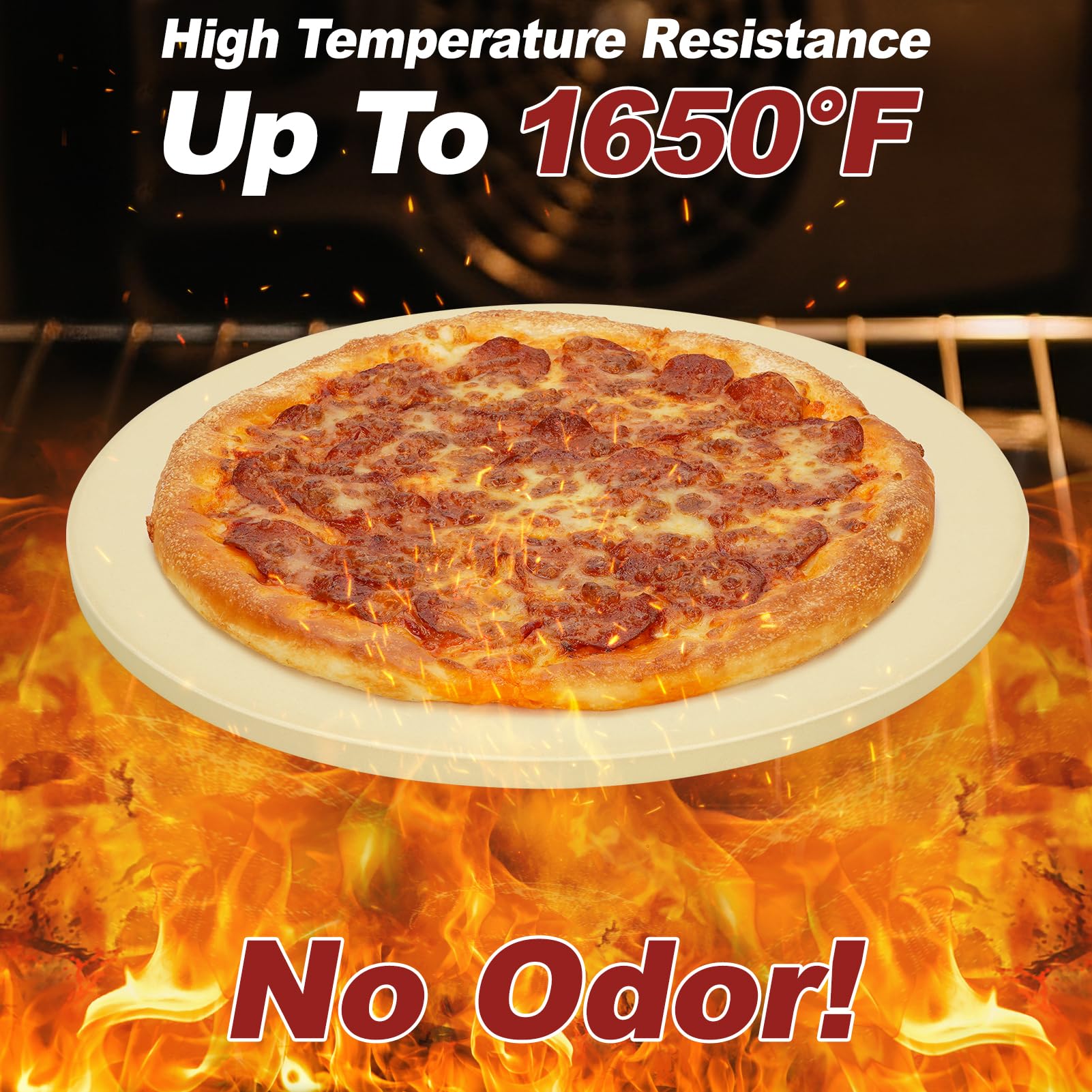 Pierre à pizza ronde pour barbecue et four - Pierre de cuisson de 40,6 cm - Pierre à pizza en cordiérite robuste pour pain, biscuits, résistant aux chocs thermiques - Pierre de cuisson pour