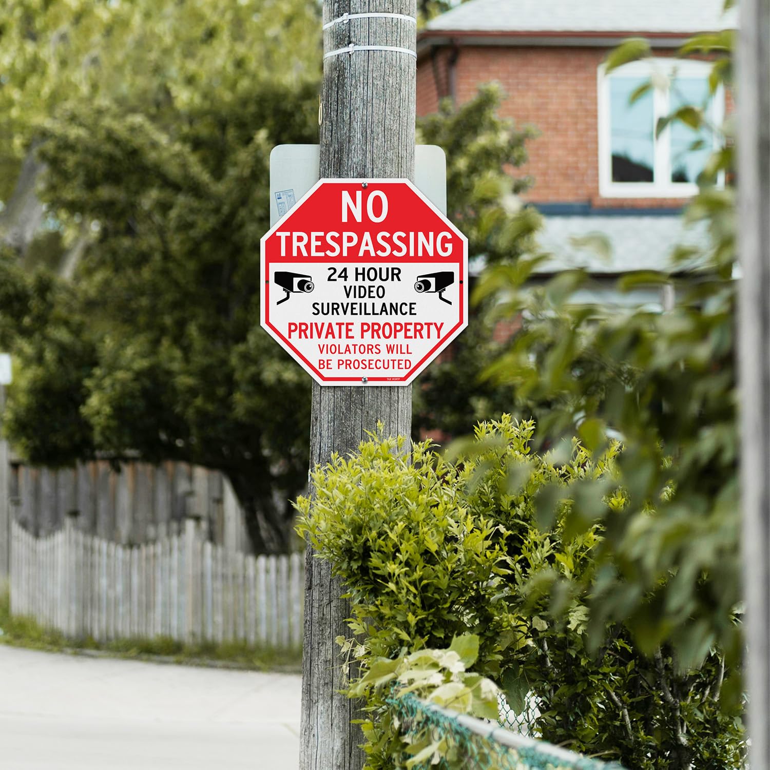 T&R Letrero grande de vigilancia de propiedad privada con texto en inglés "No Trespassing Private Property", paquete de 4, 12 x 12 pulgadas, aluminio pesado libre de óxido, reflectante, impermeable