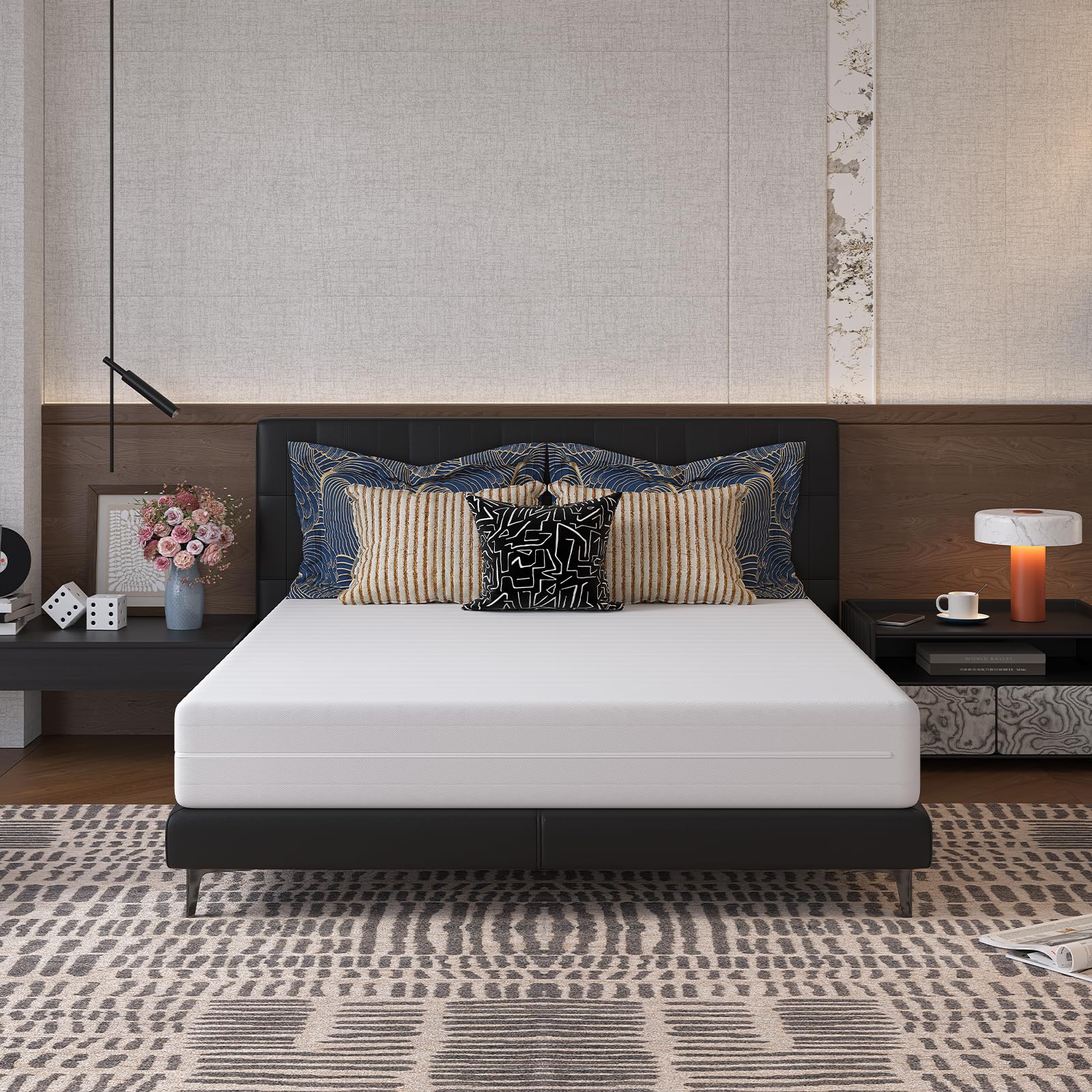 Novilla Materasso 160x190, Materasso Matrimoniale in Schiuma a Onde in Fibra di Bambù a 7 Zone 14cm, Durezza Media Supporto Perfetto Assorbente e Traspirante