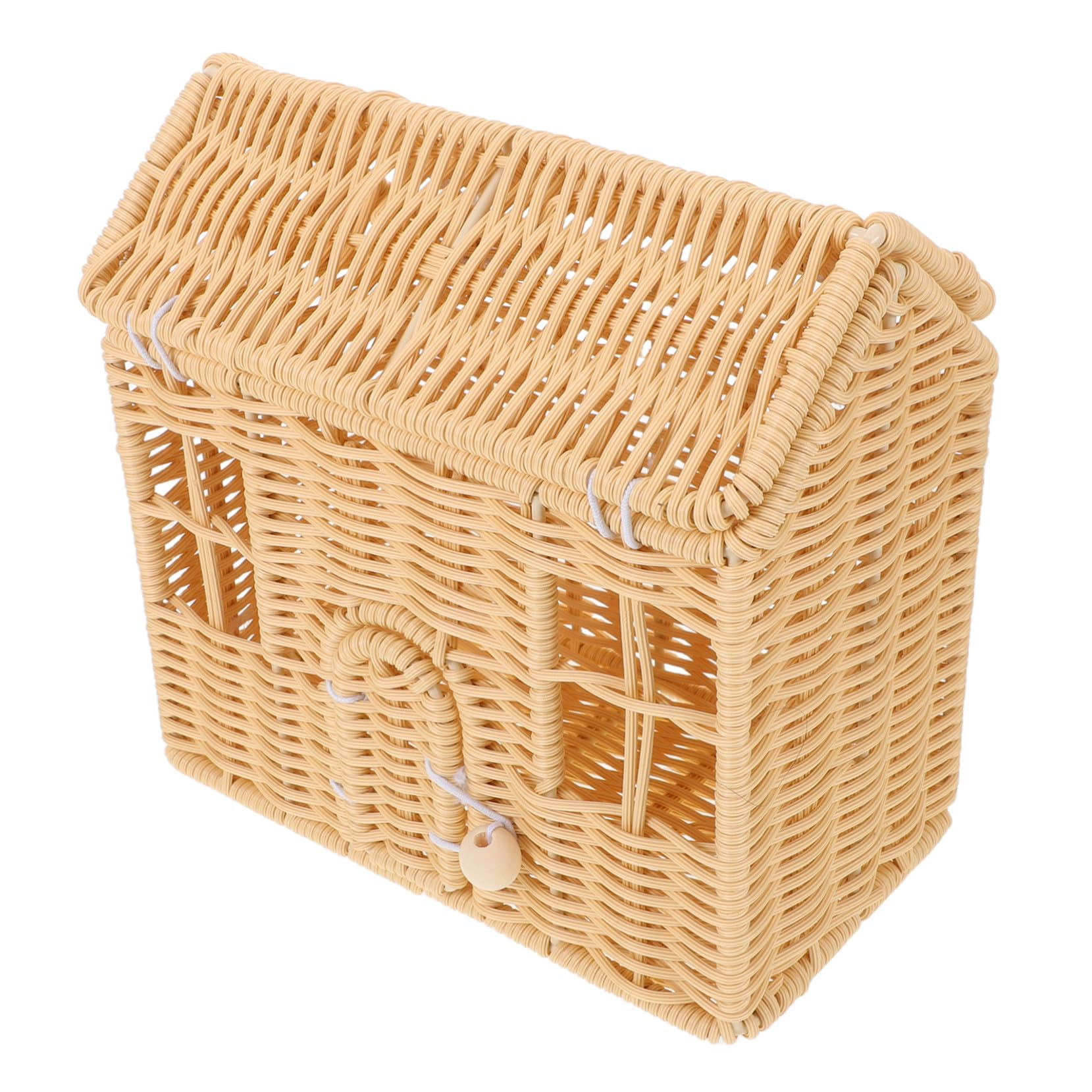 Ciieeo Cesta de Dulces Navideña Tejida Mano Canasta de Ratán de Imitación con Asa Canasta de Casa de Muñecas Decoración para Showers y Festividades