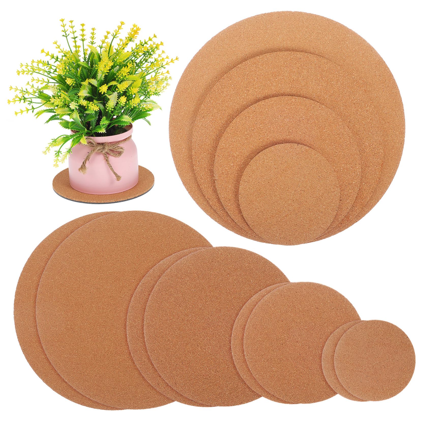 UKCOCO 12 Stück Blumentopfmatte Aus Kunststoff Untersetzer Aus Kork Pflanzmatten Korkuntersetzer Für Getränke Korkenmatte Runde Pflanzenuntersetzermatte Drinnen Plastik