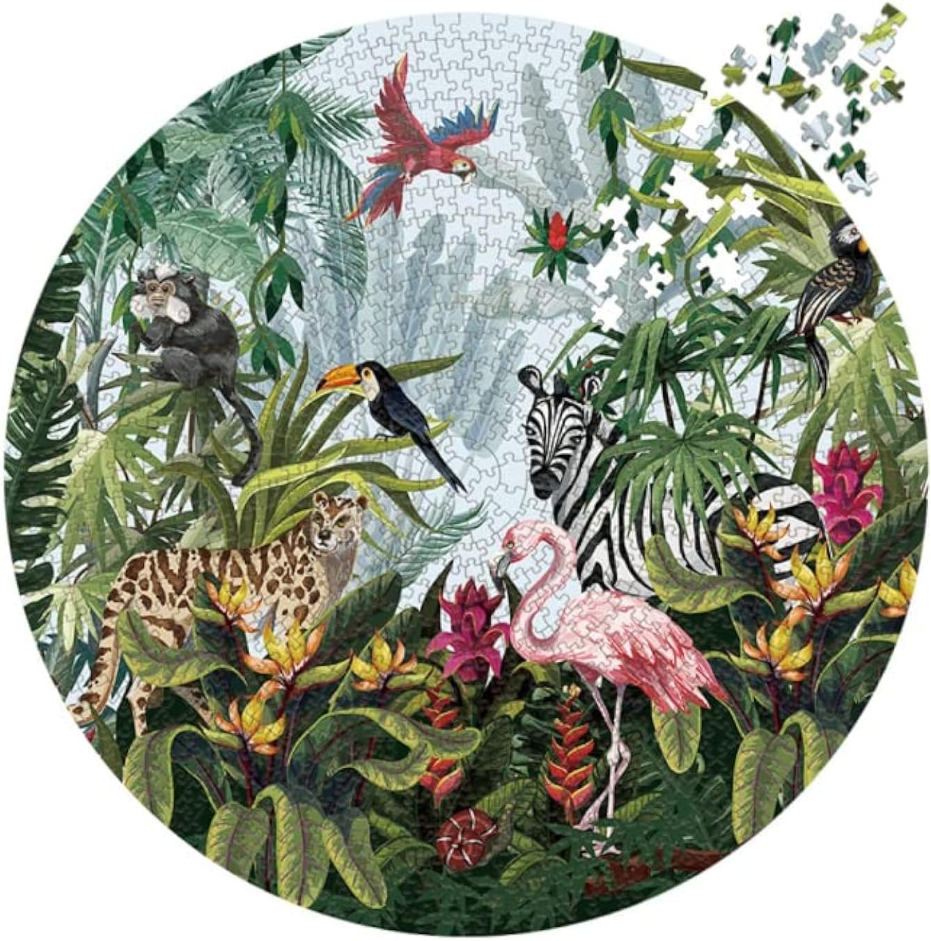 MaxRenard Game 1000 Pieces Jigsaw Puzzle Round Puzzle Toy Animal Party