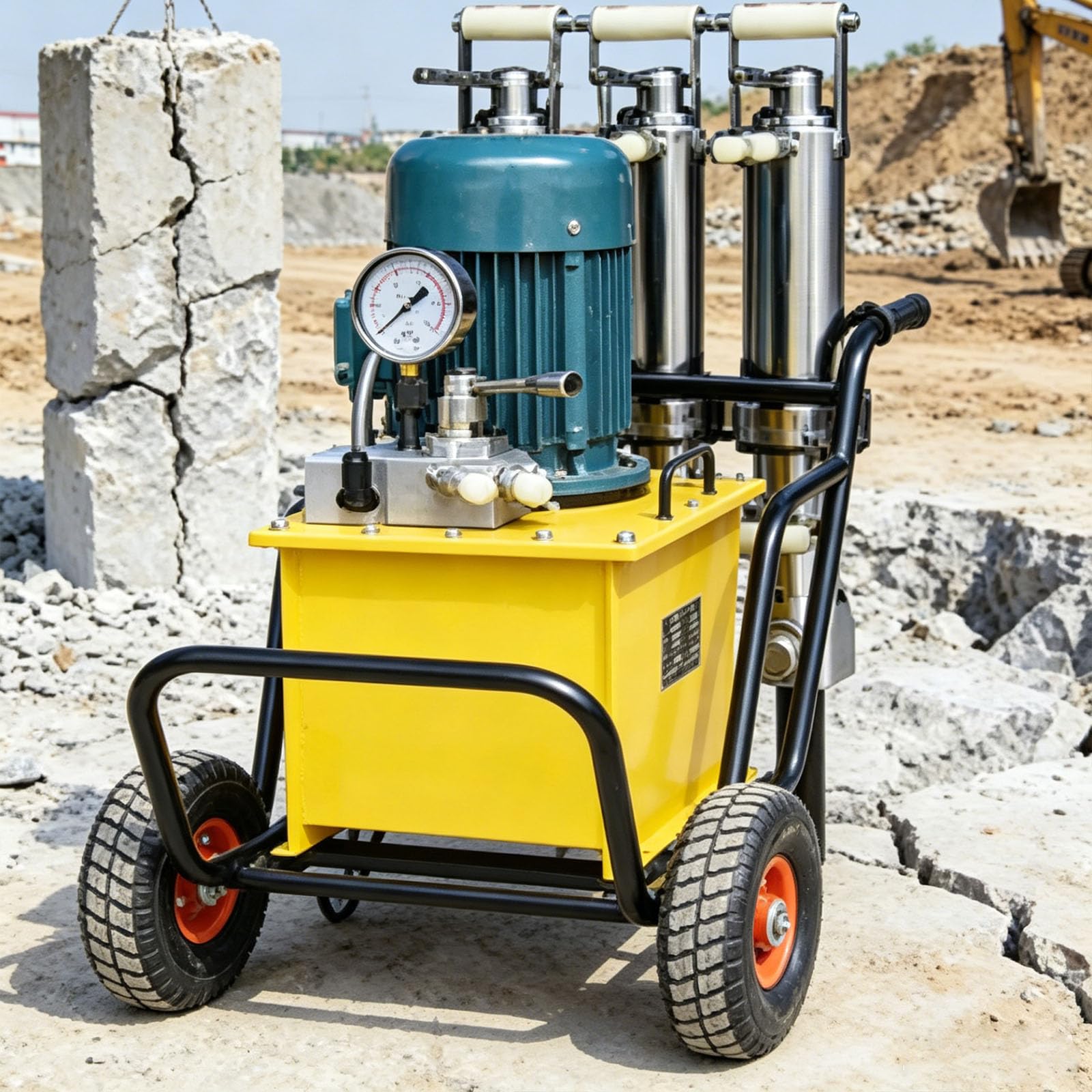 Hydrauliczny rozdzielacz skał – przenośna, lekka konstrukcja do zdalnych projektów budowlanych i prac w małych kamieniołomach, szybkie dzielenie