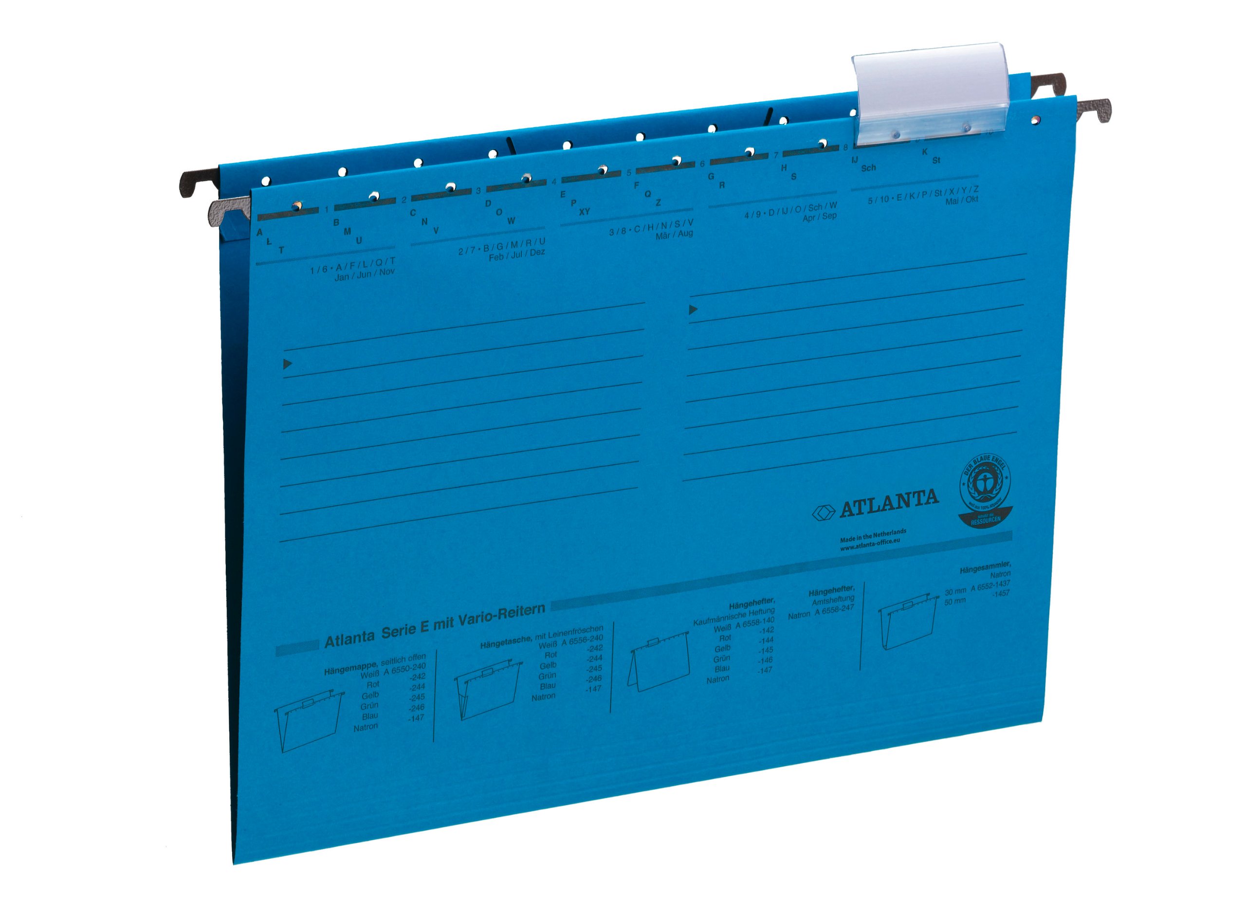 Atlanta Series E Suspension File A4, Jalema 2655024600, Suspension File for Files, Suspension Files, Pack of 25, Blue