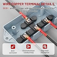 Vista 6 de RED WOLF Terminales de alambre de cobre 4 AWG 3/8 pulgadas, conectores de cable de batería, conector de cobre, 10 unidades, con tubo termorretráctil