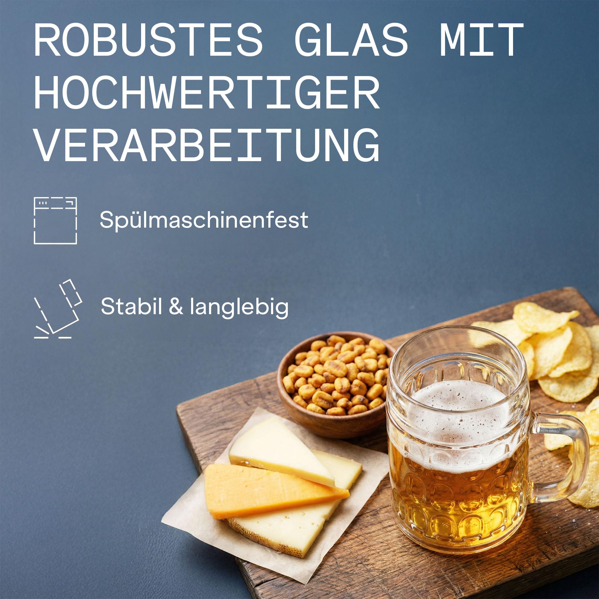 Oberglas Kaiser Bierkrüge Soda-Lime-Glas 500 ml, 6er-Set