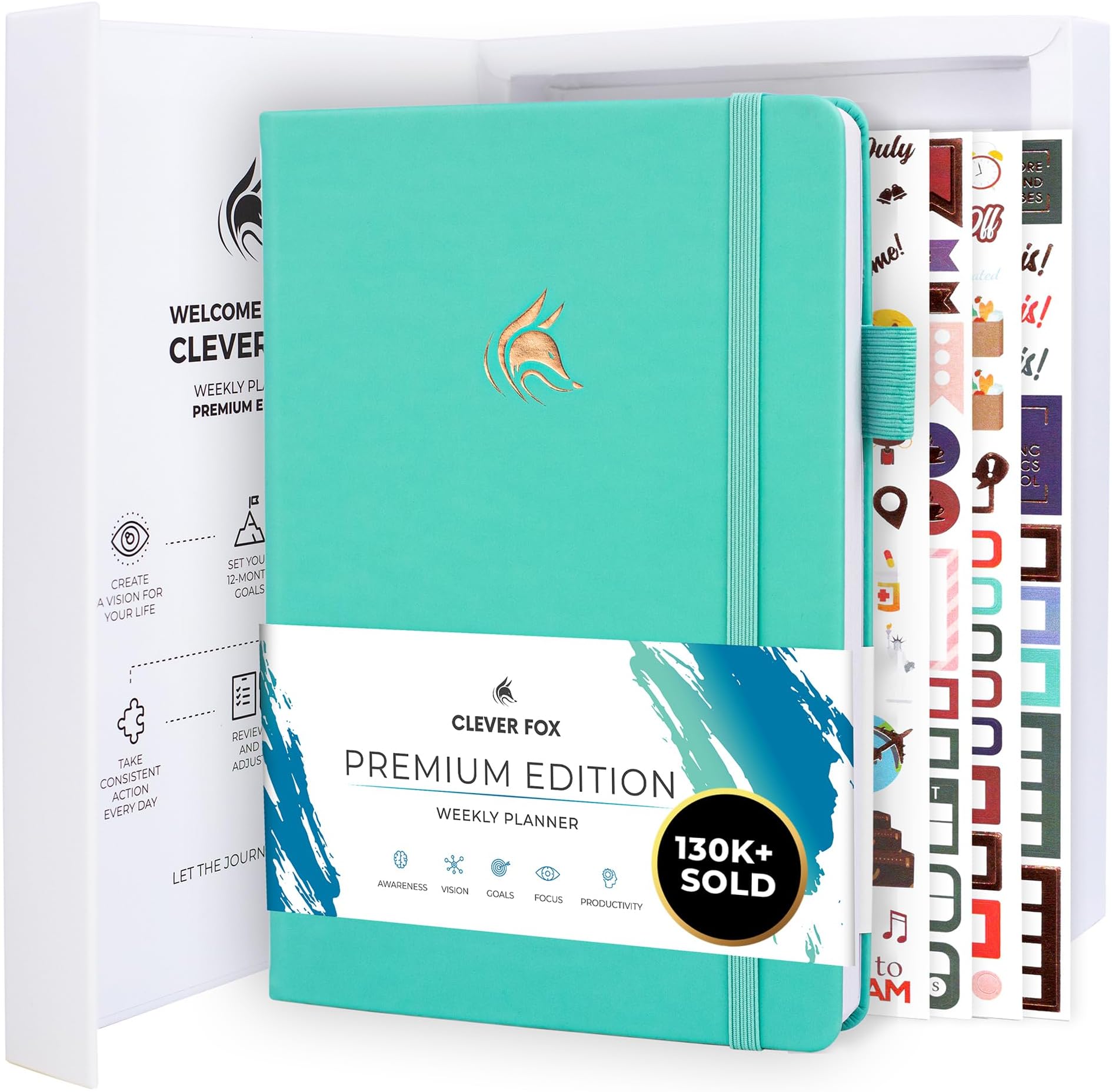 Clever Fox Planner Premium – Undated Weekly & Monthly Planner Organizer for Productivity & Time Management, A5 (Light Turquoise)