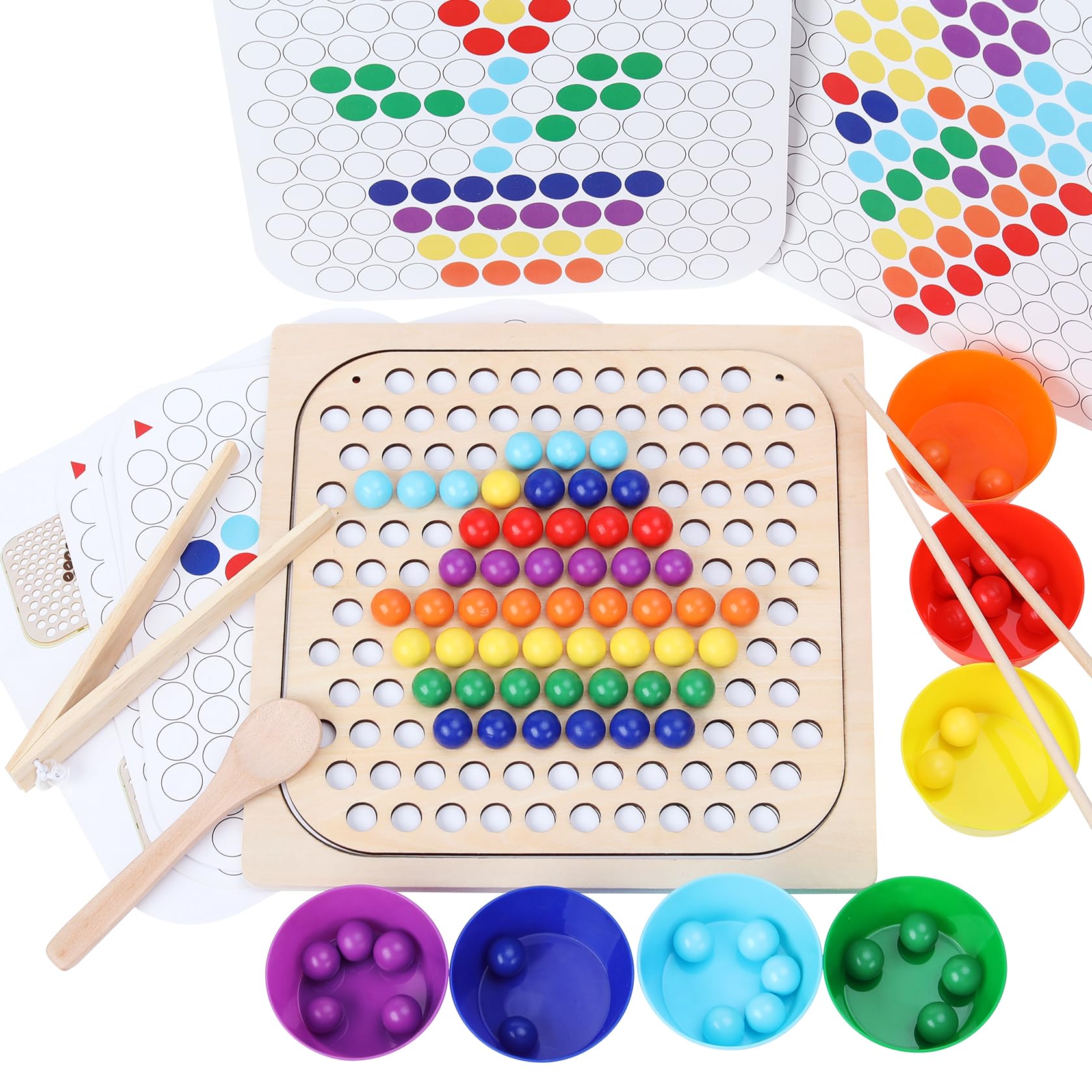 ANPEAC Juguetes Montessori de Madera,Rompecabezas de Cuentas, Juguetes educativos de matemáticas,Motricità Fine Juguetes para niños de 3, 4 5 6 años,Puzzle Bambini,Idee Regalo per Ragazzo & Ragazza