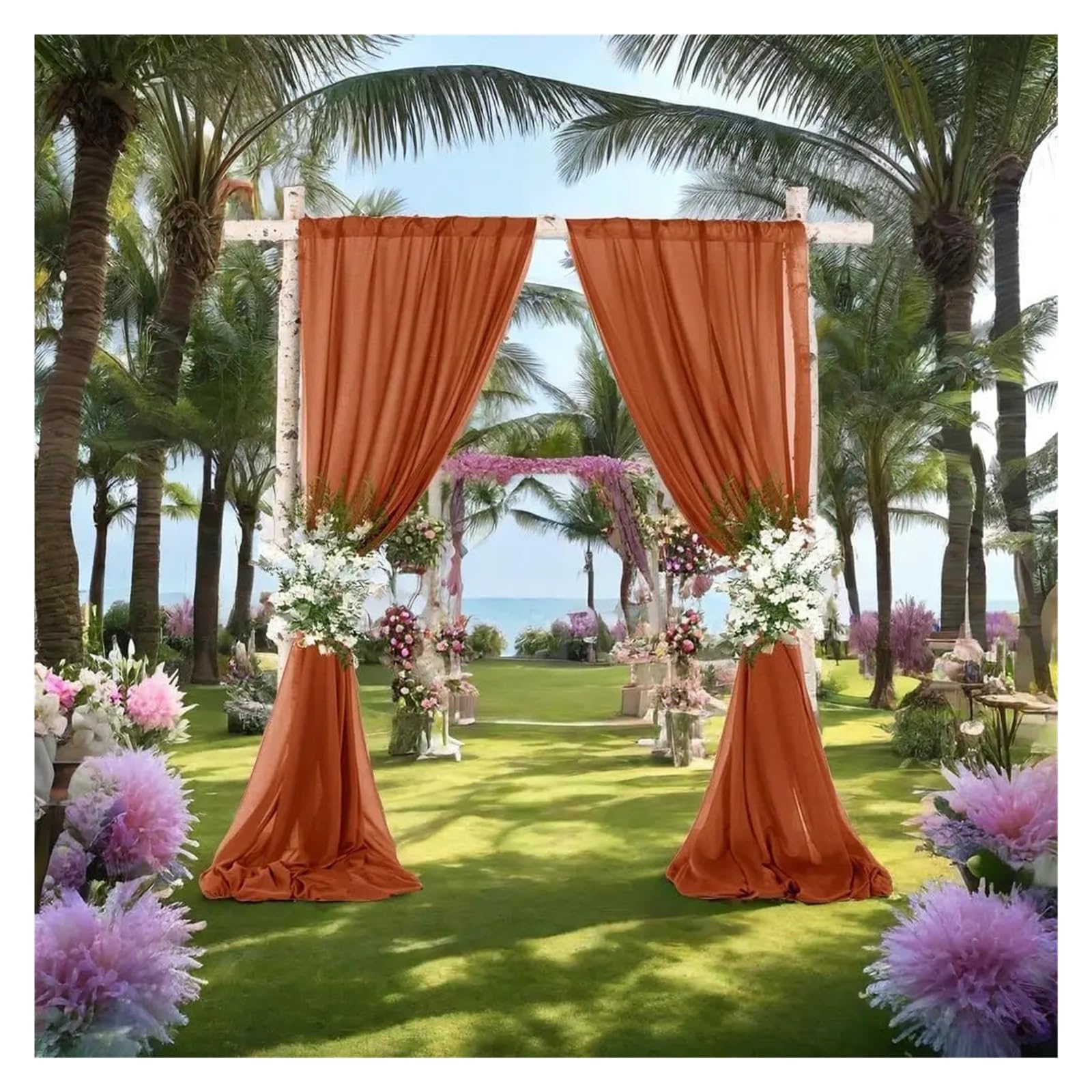 Hochzeitsbogen Gardinen Chiffon Hintergrund Vorhang Hochzeit Foto Hintergrund Vorhänge for Party Zeremonie Bogen Bühne Fotografie Dekor | Terracotta,145x215cm