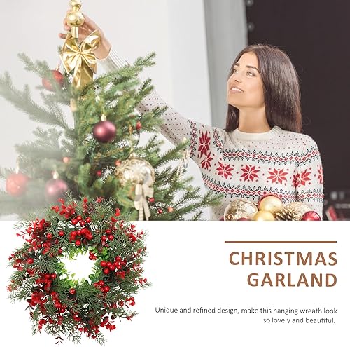 Miniatura 3 de 1 guirnalda de Navidad para decoración de corona de Navidad, colgante de guirnalda de Navidad artificial para colgar en la puerta, diseño de aguja