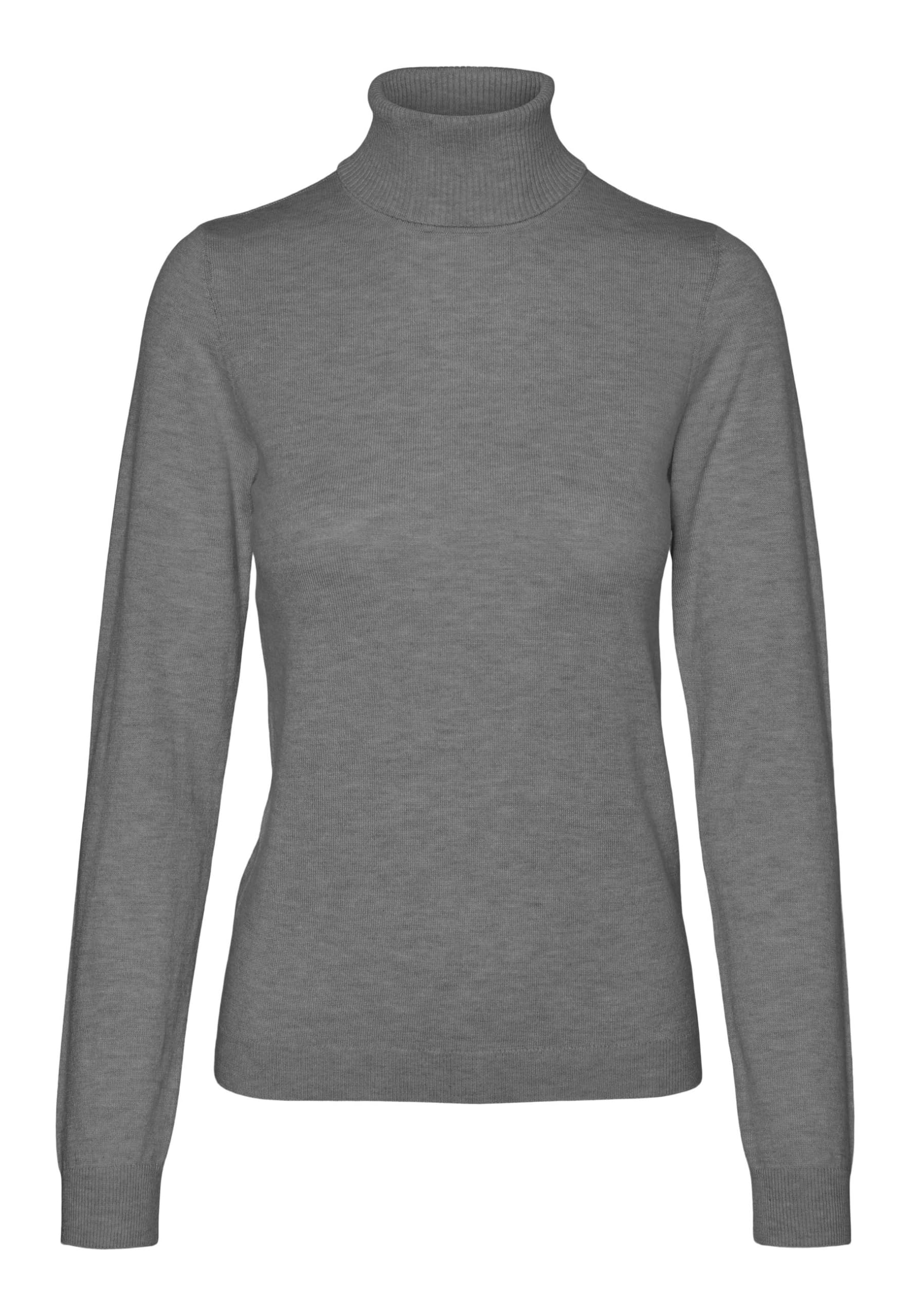 VERO MODA VMIRIS LS sweter z okrągłym dekoltem GA NOOS, Medium Grey Melange, M