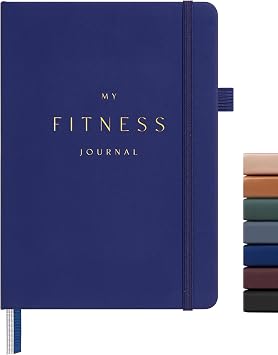 &And Per Se Workout Journal for Men & Women Fitness and Food Journal with Daily Diet Tracker & Gym Exercise Log Book Undated, A5 Size, Leather Hardcover Royal Blue