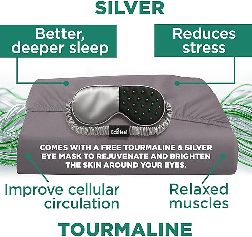 Miniatura 3 de Sábanas de turmalina de lujo, tamaño King, 20 % fibra plateada, 76 % algodón de turmalina, 4 % seda, calidad SGS, sábana bajera ajustable conductiva