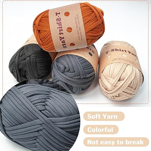 Miniatura 3 de Crochet Yarn 6Pcs Thick Knitting Yarn Set 33 Yards T-Shirt Yarn 100g Elastic Chunky Yarn for Bags Throw Blanket Crochet Carpets Home DecorRolls