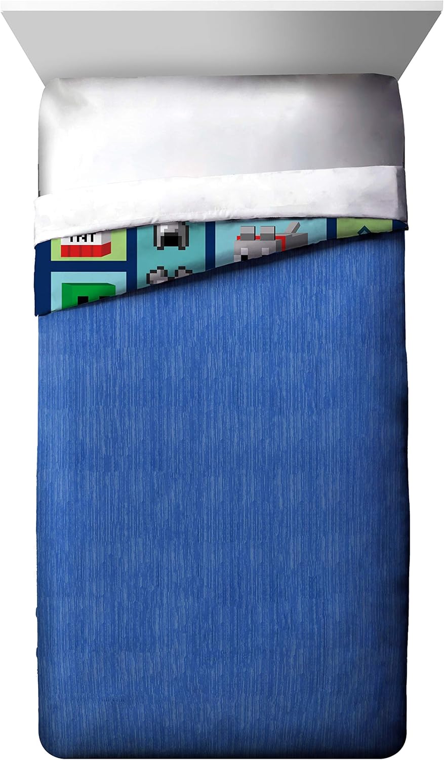 Blасk Frіdау 🔥 Minecraft Good Day Twin/Full Cooling Comforter - Super Soft Kids Bedding Features Creeper- Fade Resistant Polyester Microfiber Fill (Official Minecraft Product)