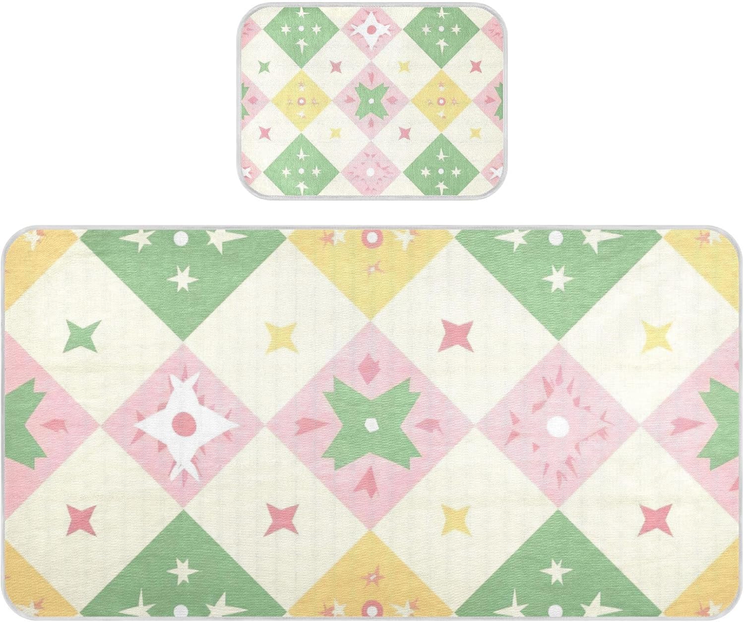 Pink Green Cute Plaid Cooling Baby Crib Mattress 28" x 52" Washable Bed pad for Baby&Toddler
