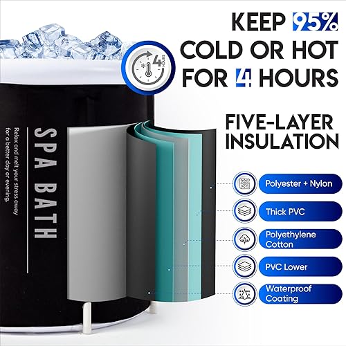 Miniatura 5 de Bañera de hielo portátil ideal para baño frío en casa o bañera al aire libre  Tamaño más grande 29.5d para adultos, atletas  Bañera de spa, bañera