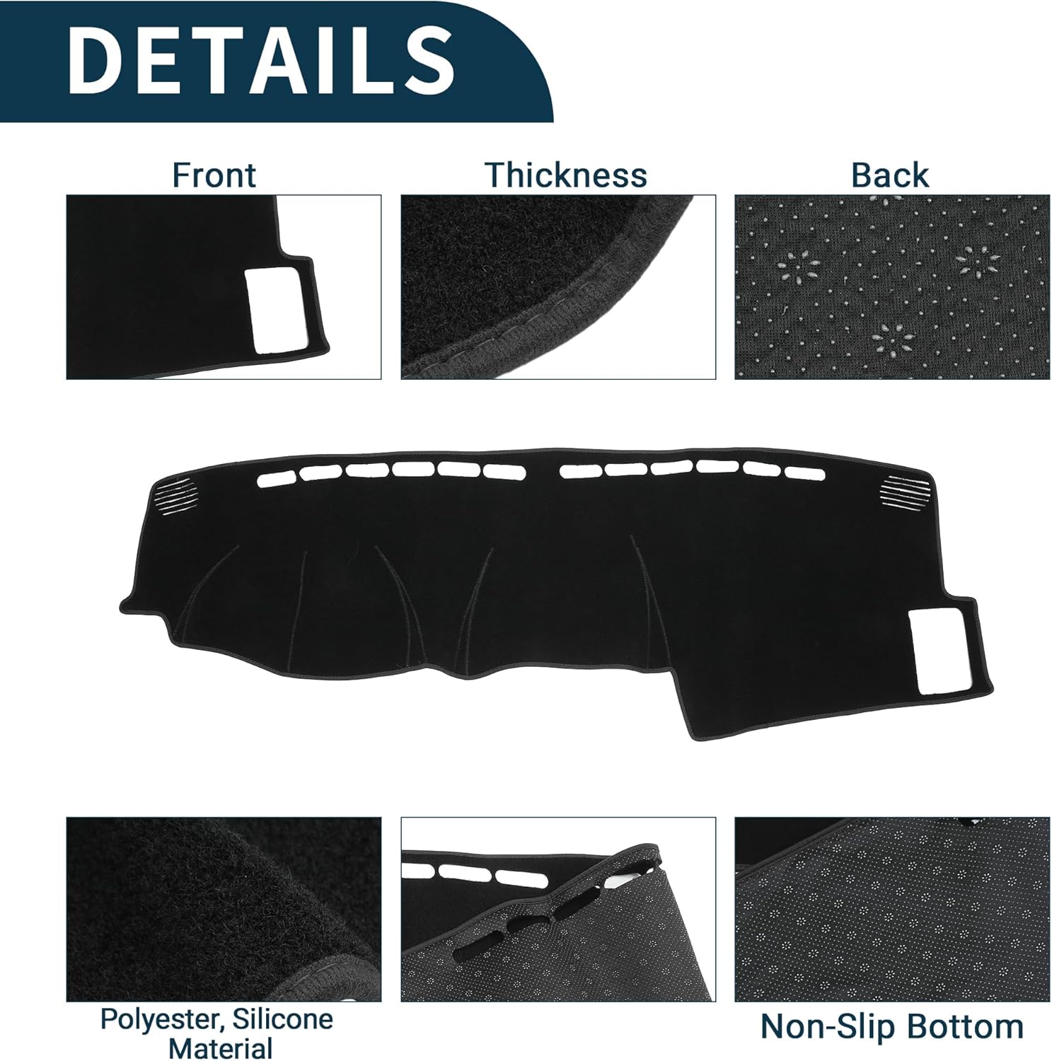 Dash Cover for Honda CRV 2002-2006 Non-Slip | Center Console Dash Cover Mat Black 1 Pcs