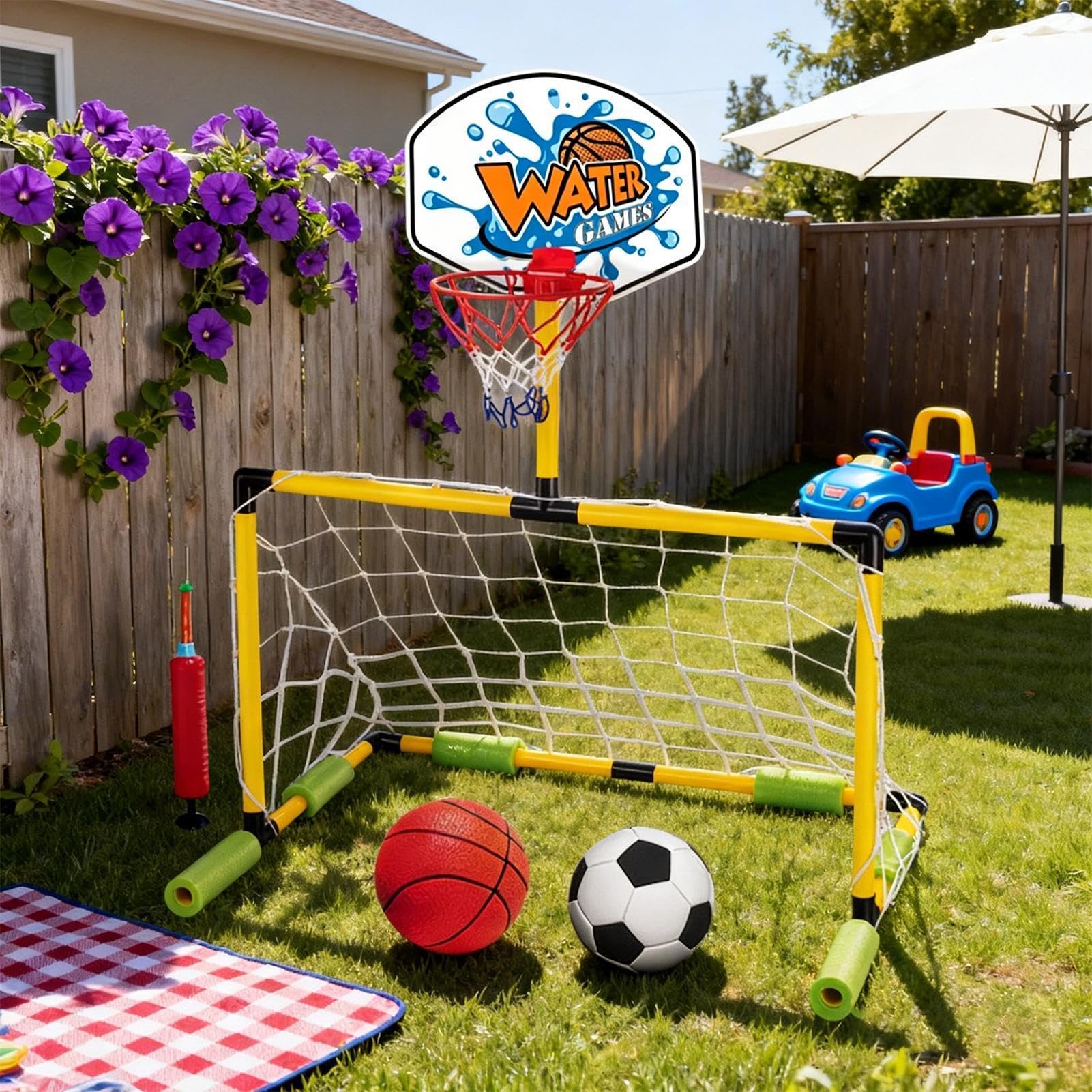 Canestro da Basket per Piscina | 2-in-1 Giocattolo Porta da Calcio Galleggiante,Canestro e Porta da Calcio per Piscina - per Lago Campeggio Giardino Estate All'Aperto Spiaggia Festa Bambini