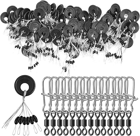 600 Stück Gummi Angelstopper - Gummistopper Für Angelschnur In Schwarz Größe S