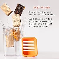Vista 3 de Fire & Flavor Paquete de trozos de madera natural prémium para fumadores, trozos de madera para fumar, trozos de madera para ahumar, accesorios