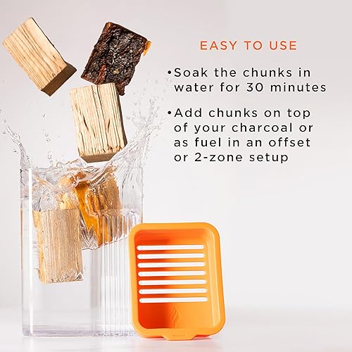 Miniatura 3 de Fire & Flavor Paquete de trozos de madera natural prémium para fumadores, trozos de madera para fumar, trozos de madera para ahumar, accesorios para