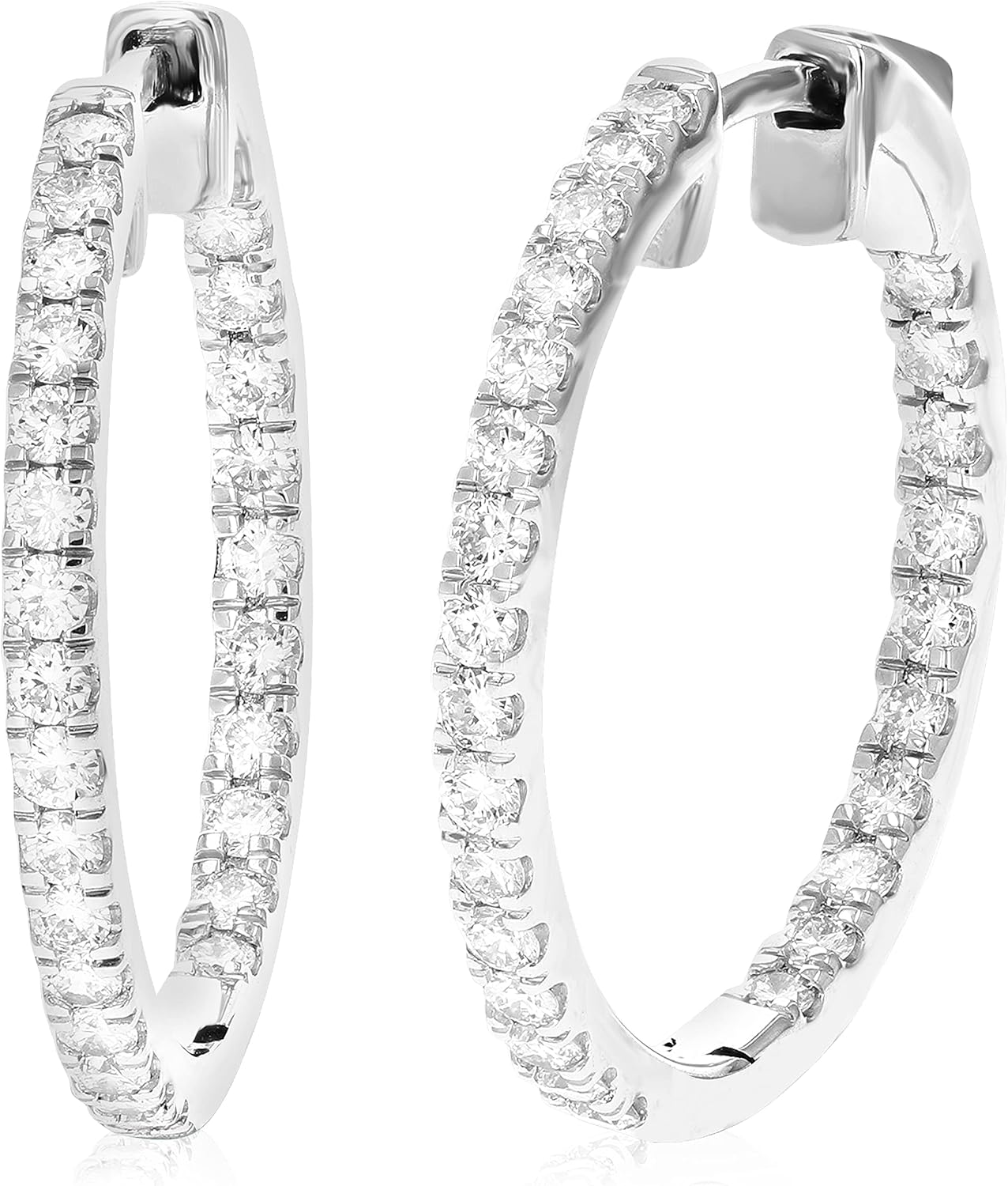 Vir Jewels 1 cttw Lab Grown Diamond Hoops Earrings in Sterling Silver With Latch Backs