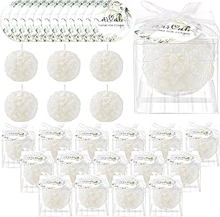 50 Pack Wedding Candles Favors Set Include 50 Wedding Rose Ball Candles and 50 Greenery Thank You Cards Wedding Party Favors for Guests Bridal Shower Favors Wedding Return Gifts Keepsakes