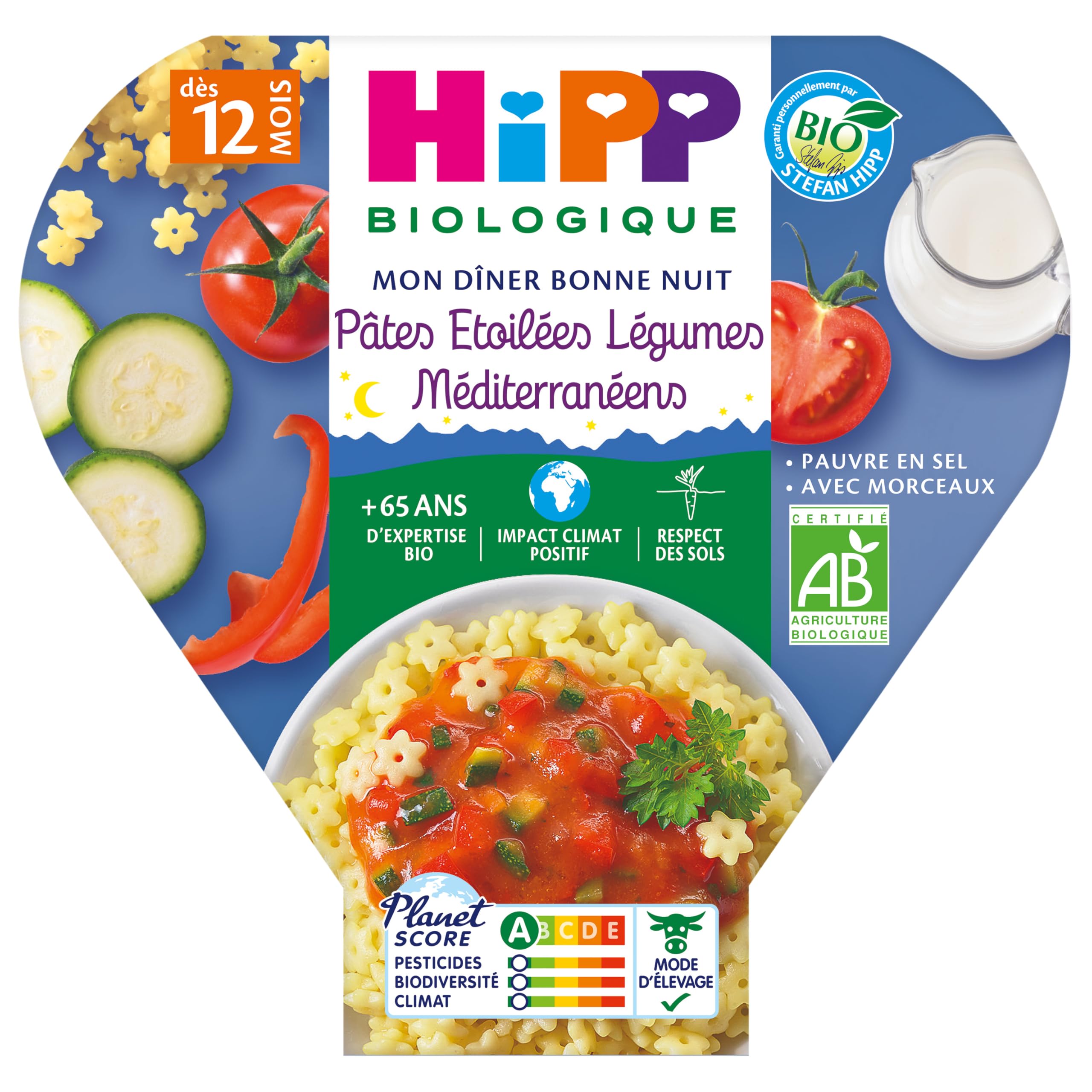 HiPP Biologique Pâtes Etoilées Légumes Méditerranéens dès 12 mois - 6 assiettes de 230g