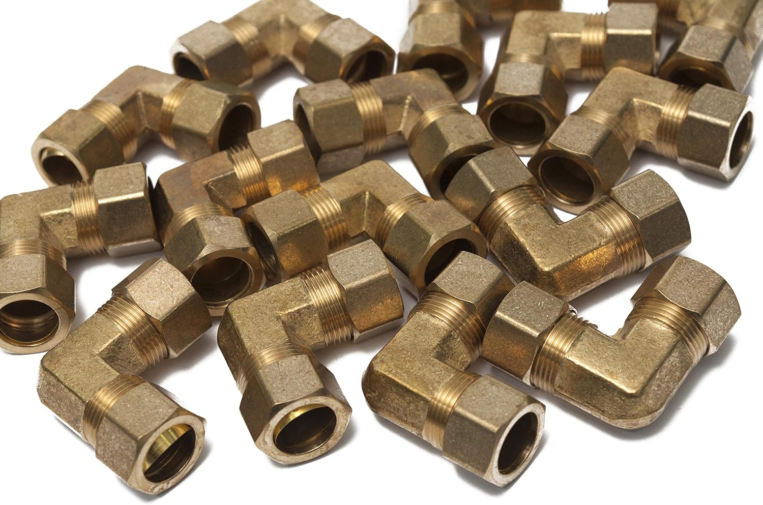 LTWFITTING 1/4-Inch OD 90 Degree Compression Union Elbow,Brass Compression Fitting(Pack of 25)