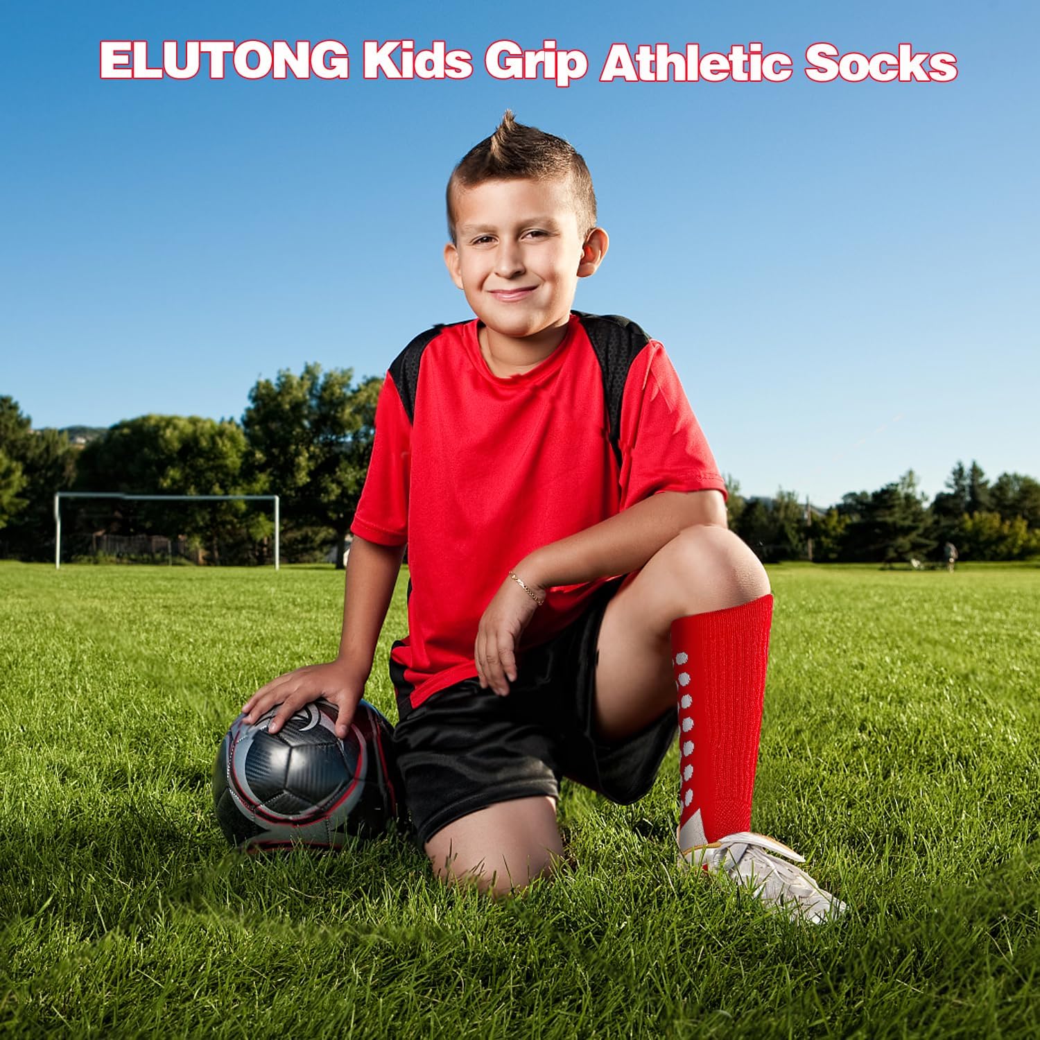 ELUTONG Kids Grip Soccer Socks Anti Slip Football Athletic Sports Crew Socks for 4-16 Years Youth Boys Girls (New Upgrade) - Image 6