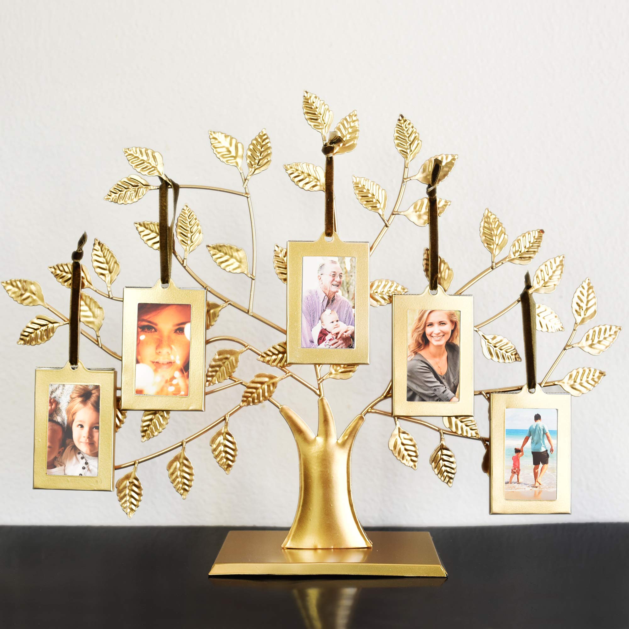 Thetford Design Family Tree Gold Photo Frame with 5 Hanging Picture