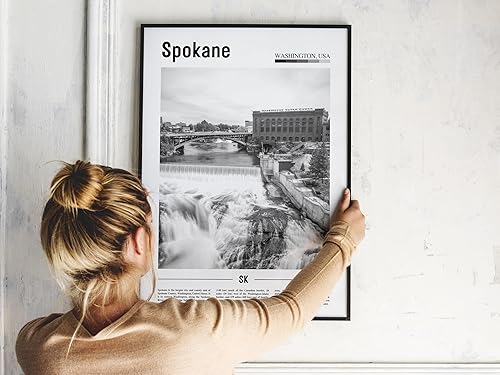 Miniatura 4 de Póster de Spokane en blanco y negro, estampado de Spokane en blanco y negro, arte de pared de Spokane, póster de viaje