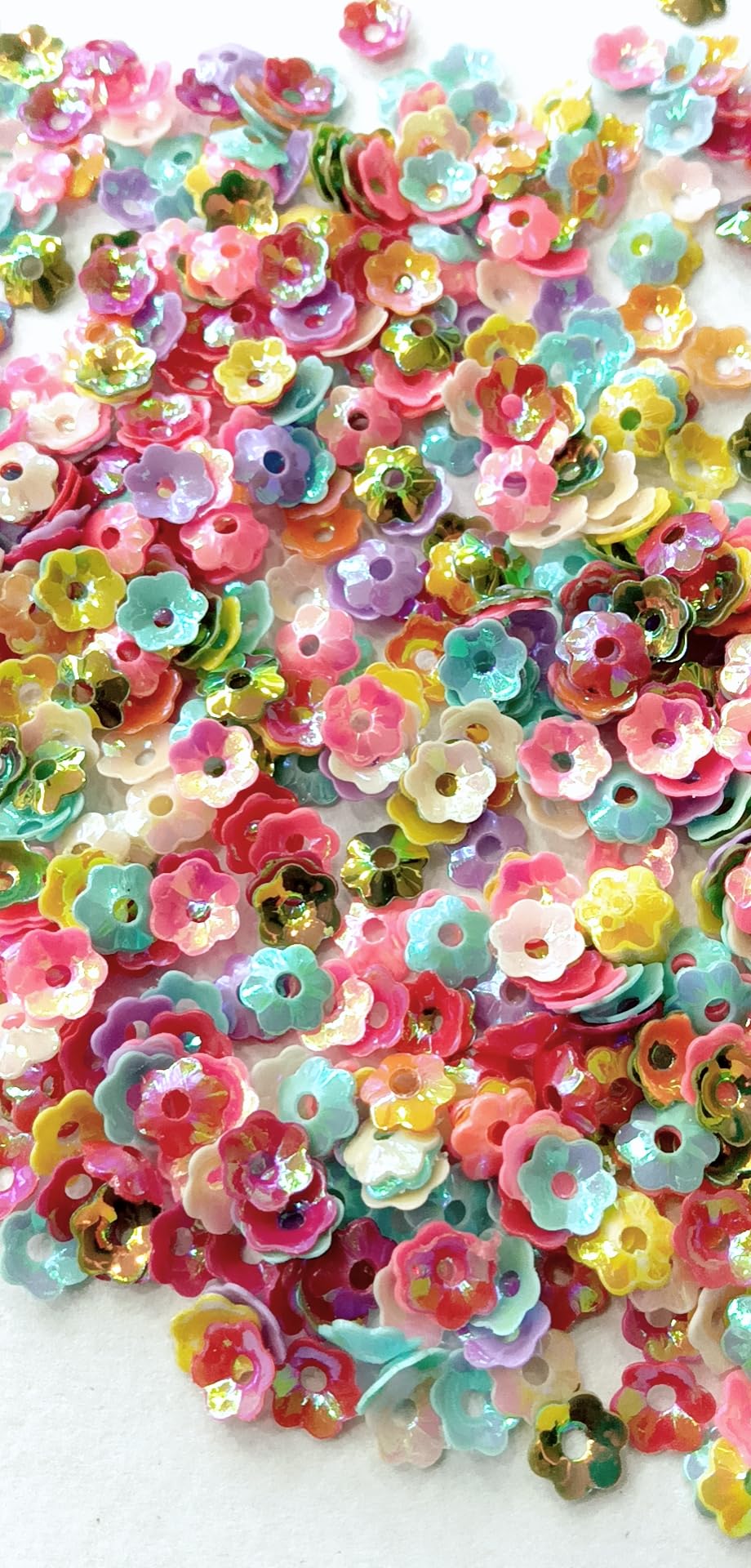 The CRAFT CARTEL Assorted Flower Shaped Plastic Sequins/Sitara (Size-6 mm) Use for Jewellery Making/Saree/Dupatta/Kurti/Lehanga/Dresses/School Project/Embroidery Work/Art and Craft. (100 Gram)-image-19