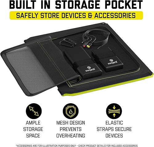 Miniatura 3 de SunJack Cargador de panel solar portátil ETFE plegable de 60 W IP67 impermeable con soportes + banco de energía de 100 W 25600 mAh, DCUSB-AUSB-C