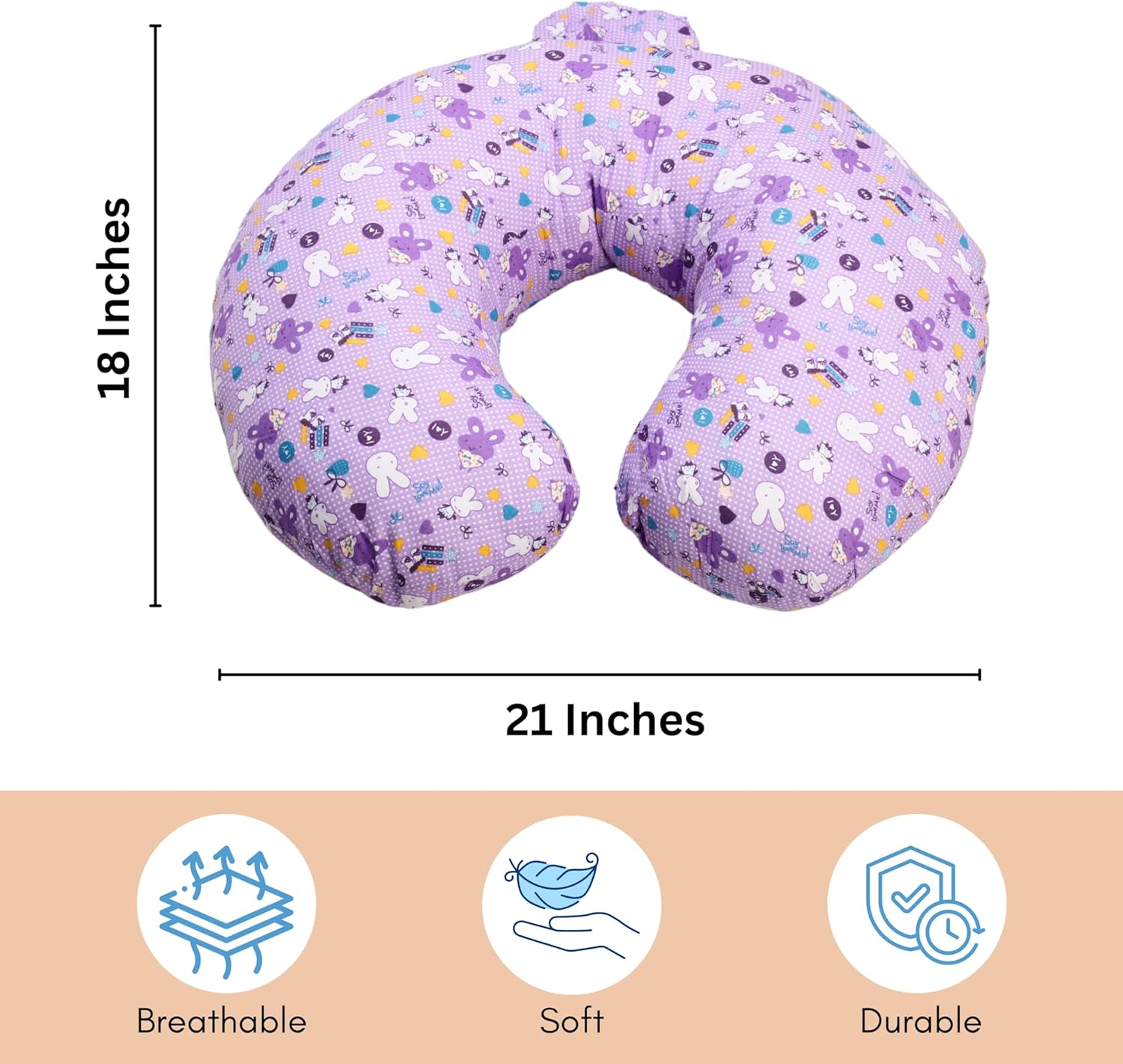 RELY+ Nursing Pillow for Moms Breastfeeding Pillows Comfy U-Shape with Handy Pocket Washable Cotton Cover No Foul Smell | Smart Fit for Feeding Baby Ergonomic Essentials -TwinieBuns Purple image 5 of 9 B0F7LSKZLQ