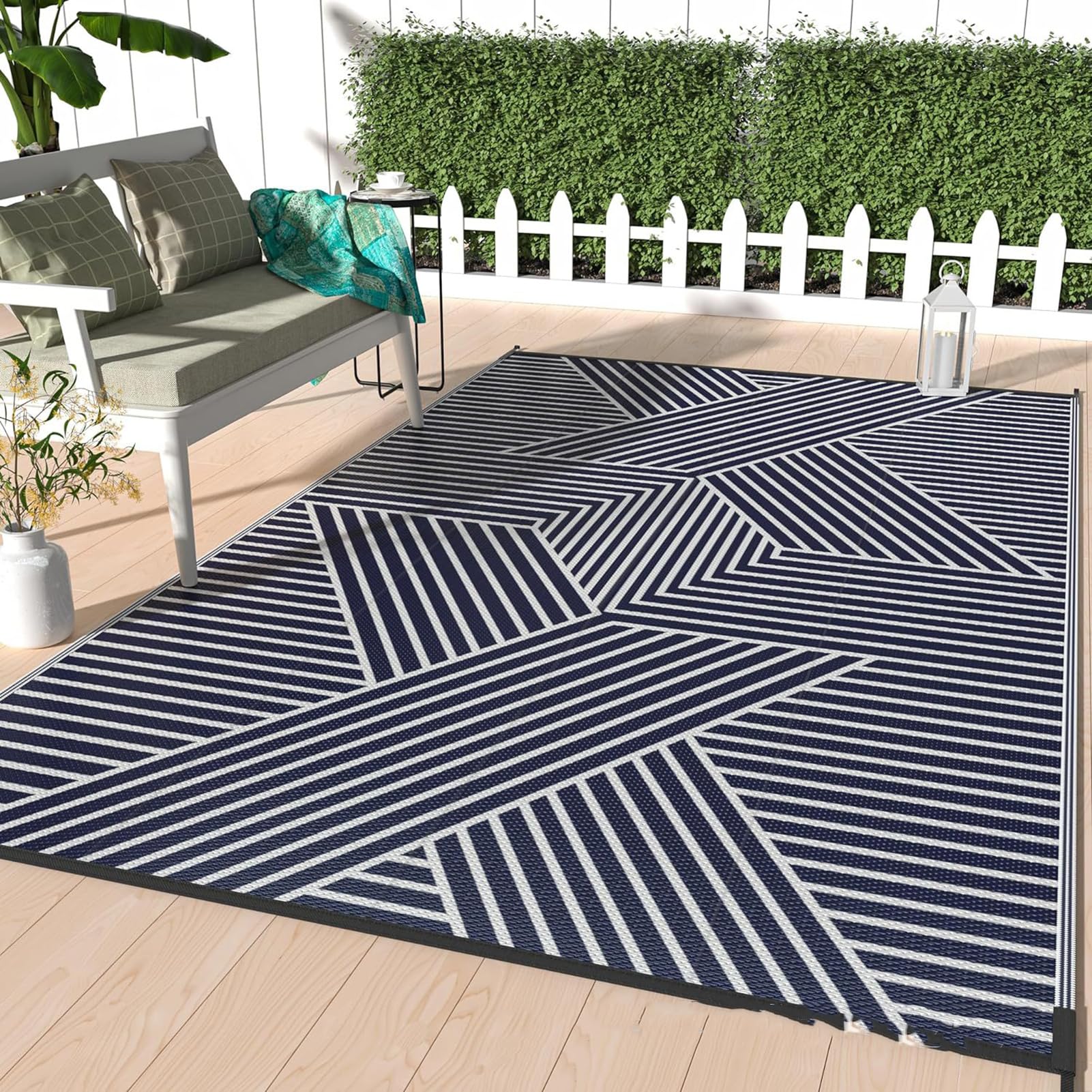 HGTRH Large Outdoor Rug for Camper, Patio Rugs Outdoor Waterproof, Outside Rugs for RV Waterproof Non Slip Washable Crystal Velvet Indoor Outdoor Carpet, Not Fade and UV-Resistant